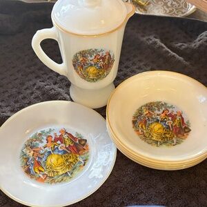 Elegant White and Gold Porcelain Dining Set